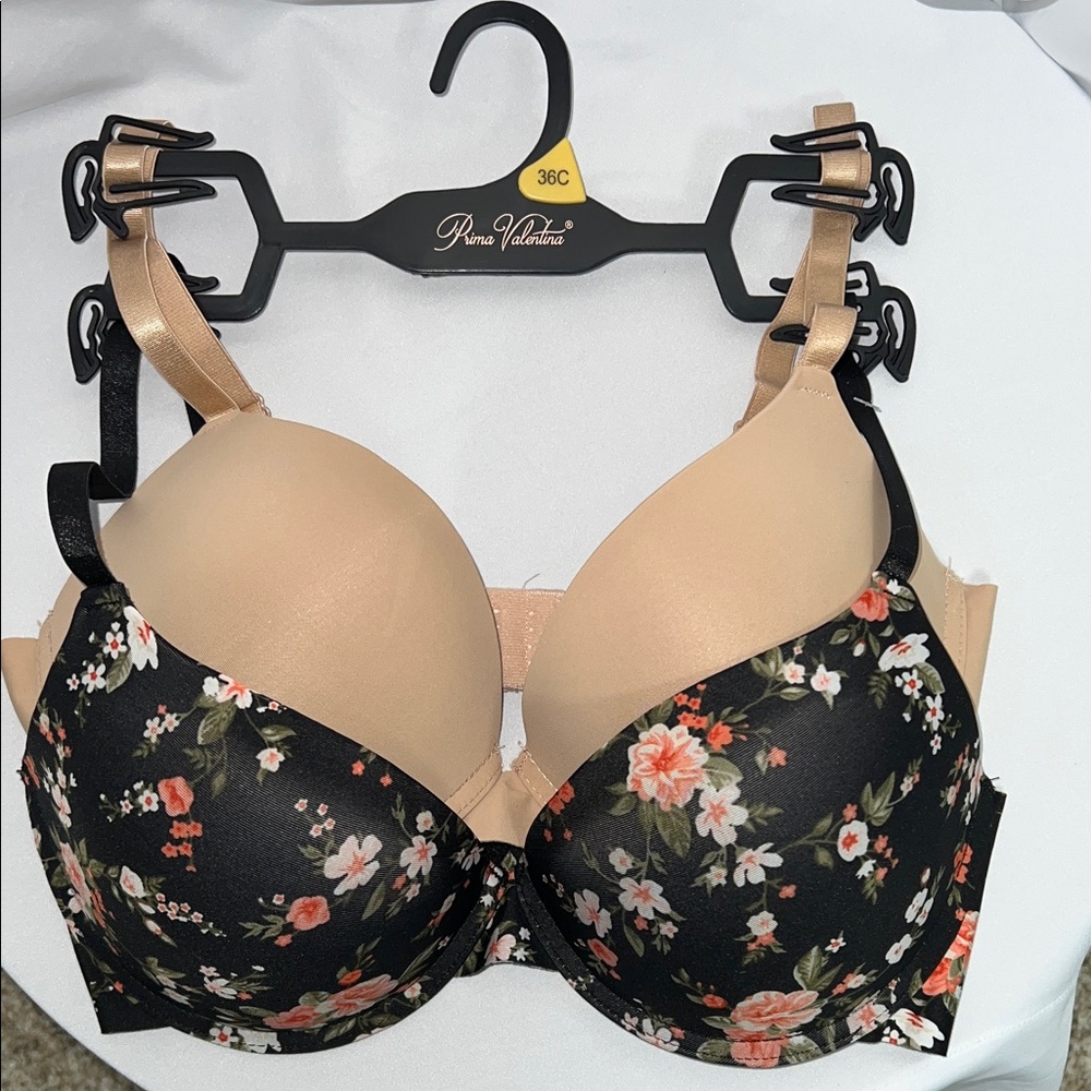 Rene Rofe Black and Cream Floral Bra